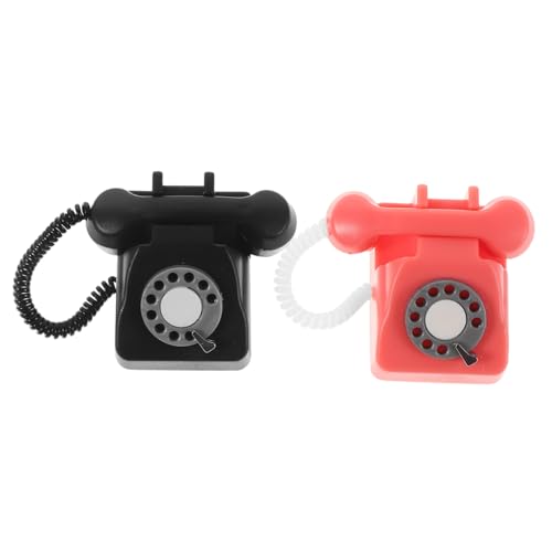 Toyvian 2 Stück Teiliges Miniatur Retro Wählscheiben Telefon für Puppenhaus Detailgetreue Vintage Modelltelefone in Rot und Schwarz Maßstabsgetreues Dekorationszubehör für Puppenhaus von Toyvian