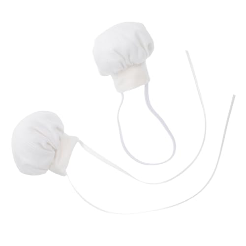 Toyvian 2 Stück Teiliges Puppen Kochmützen aus Plüsch mit Elastischem Band und Bandverschluss Weiße Mini Kochmütze für Stofftiere Weiches Material Waschbar für Rollenspiele und von Toyvian