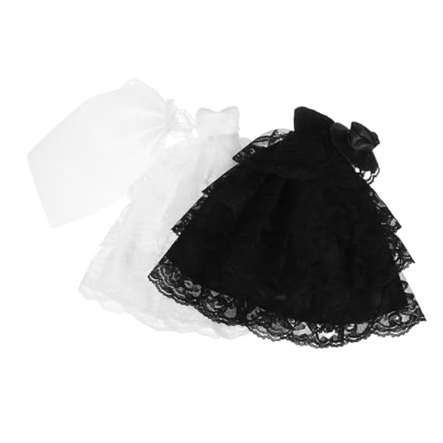 Toyvian 2 Stück Teiliges Puppen-hochzeitskleid Weiße und Schwarze Spitzen-tüllkleider Mini Brautkleider für Sammler Anime-inspirierte Miniatur Kostüme für Puppenhaus Dekoration und von Toyvian