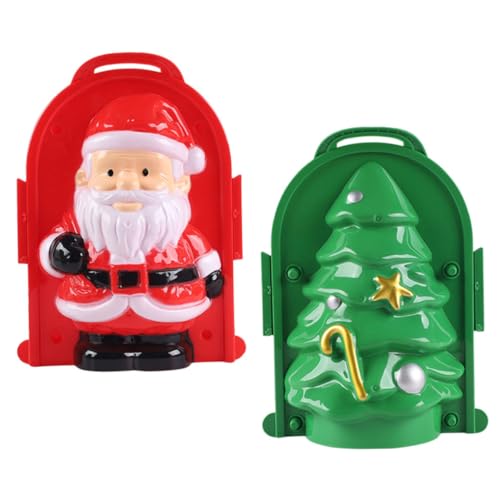 Toyvian 2 Stück Teiliges Schneeballzangen aus Kunststoff Ergonomische Winter Outdoor Spielzeuge Sichere Schneeballformer mit Weihnachtsmann und Tannenbaum Praktische Schneeballmacher für von Toyvian
