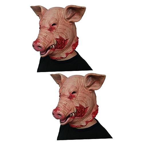 Toyvian 2 Stück Tiermasken Halloween-Masken Für Erwachsene Cosplay-Maske Cosplay-Zubehör Schweinekopf-Maske Halloween-Cosplay-Kostüm Kopfbedeckung Für Erwachsene Halloween-Maske von Toyvian