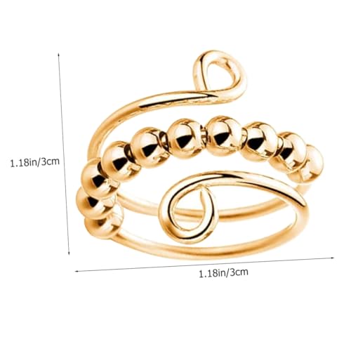 Toyvian 2 Stück Verstellbare Stressringe Drehbaren Perlen Widerstandsfähige Glatte Fidget Ringe zur Angst Stresslinderung Modisches Accessoire für Damen und Erwachsene von Toyvian
