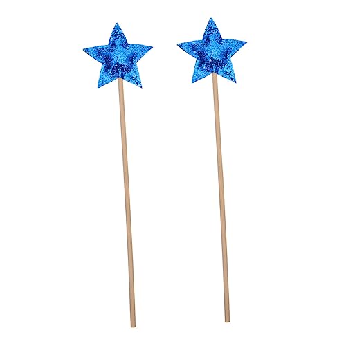 Toyvian 2 Stück Zauberstab Requisiten für kinderspielzeug Toys spielzeuge kinderknallzeug Sternenstab Geburtstag Zauberstab Feenstab hölzern Blue von Toyvian
