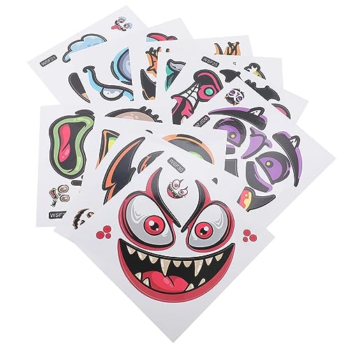 Toyvian 20 Blätter Halloween-Aufkleber Halloween-ausdrucksaufkleber Kürbisaufkleber Basteln Horroraufkleber Beängstigende Hintergrundaufkleber Gesichtsverzierungsaufkleber PVC von Toyvian