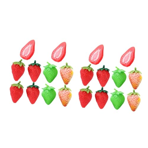 Toyvian 20 STK Simulierte Erdbeere Kindergarten Spielzeug ad at 100 die ad Dekorationen schmücken gefälschtes Erdbeermodell Erdbeerdekor Obst Zubehör Suite Ornamente künstliche Früchte PVC von Toyvian