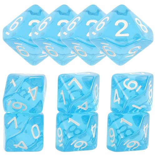 Toyvian 20 Stück 10 Würfel spielwaren draußen polyedrisch Mathe-Spiele Tischspiele für Erwachsene Acryl Blue von Toyvian