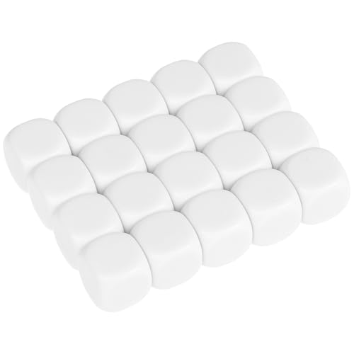 Toyvian 20 Stück 20 mm Acrylwürfel Partyspielwürfel Spielwürfel selber Machen Leere Würfelwürfel Home -Klassenzimmer DIY Leere runden Partyzubehör liefern Weiß von Toyvian