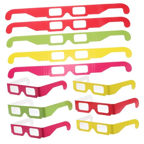Toyvian 20 Stück 3D-Feuerwerksbrille Festival-Kaleidoskop-Brille Beugungsgläser Herzeffekt-Beugungsbrille club brille festival brille Herzbeugungsbrille Abschlussball-Brille aus Papier von Toyvian
