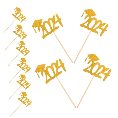 Toyvian 20 Stück Abschlussfahne Cupcake-boxen Tortenaufsatz Hochzeit Kuchen Hochzeitstorte Topper Geburtstag Gänseblümchen Cupcake -stand Glücklich Dekoration Jubiläum Party Papier Golden von Toyvian