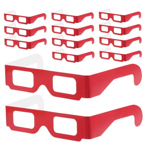Toyvian 20 Stück Feuerwerksgläser Partybrille -prismenbrille Festival Festivalbrille Regenbogenbeugungsgläser Kaleidoskop-rave-brille Beugungssonnenbrillen Papier Rot von Toyvian