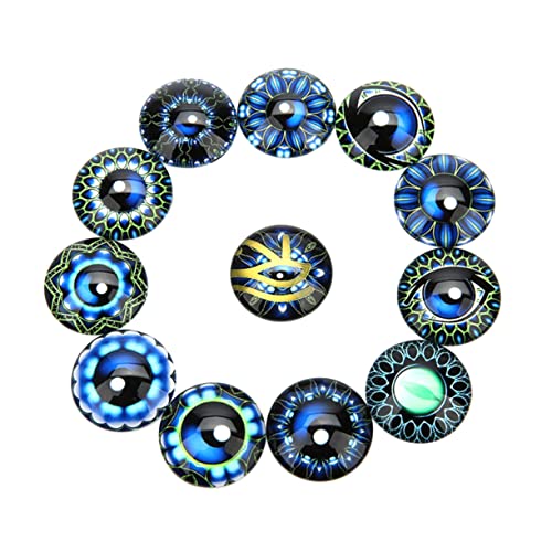 Toyvian 20 Stück Flecken geburtstagsmitgebsl DIY Glasflicken Schmuckmaterial selber Machen runder Cabochon aus Glas Edelsteine ​​Glasaufkleber Schmuckaufnäher Blue von Toyvian