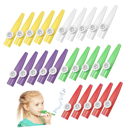 Toyvian 20 Stück Kazoos Set für Teiliges Buntes Kunststoff Kazoo Set Leicht und Sicher für Musikpraxis Partys und Aufführungen und Kindergärten von Toyvian