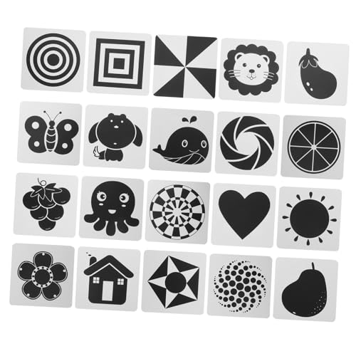 Toyvian 20 Stück Kontrastreiche Karten Für Neugeborene Babys Sensorisch Neugeborenes Flashcard Oh Babykarten Lernkarten Für Neugeborene -aktivitätskarten Black Papier von Toyvian