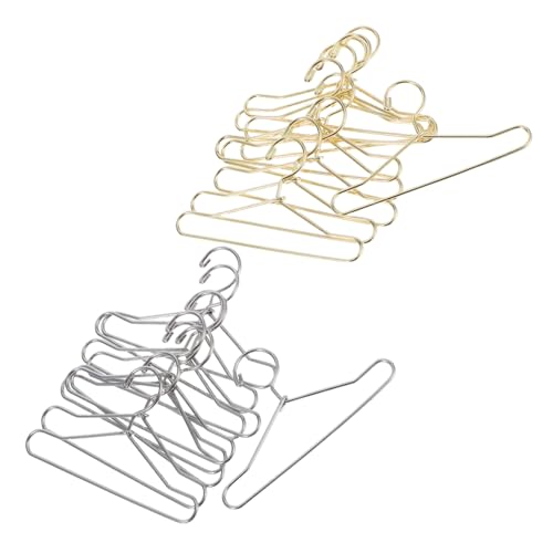 Toyvian 20 Stück Miniatur Kleiderbügel für Puppen Goldene und Silberne Mini Puppenzubehör für Organisation von Kleiderschränken für Kleider Röcke und Accessoires von Toyvian