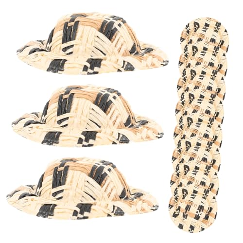 Toyvian 20 Stück Miniatur Strohhüte Kleine Gewebte Hüte für DIY Puppenhaus Dekoration Mini Hut Modell Foto Requisite Hautfreundlich Langlebig für Basteln und Partyaccessoires von Toyvian