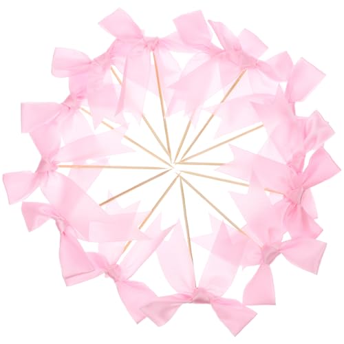 Toyvian 20 Stück Rosa Schleifen-Kuchenaufsätze Cupcake-Topper Mit Schleife Cupcake-Picker Mit Schleife Geburtstagsdekorationen Für Hochzeit Babyparty Junggesellinnenabschied von Toyvian