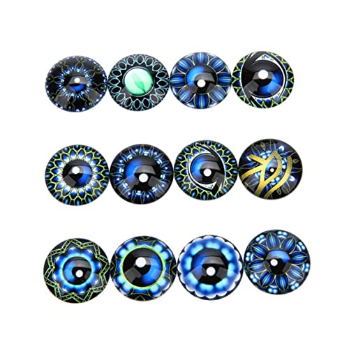 Toyvian 20 Stück Schmuckmaterial Selber Machen Edelsteine ​​glasaufkleber Schmuckaufnäher Flecken Runder Cabochon Aus Glas Blue von Toyvian