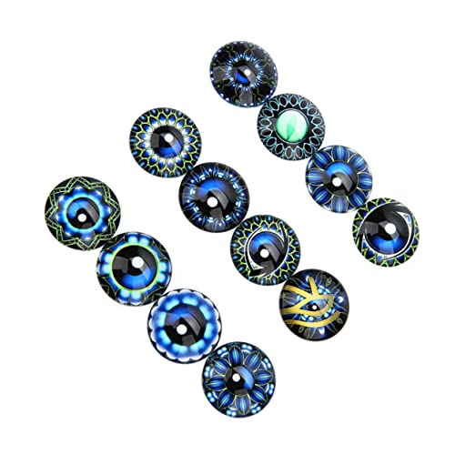 Toyvian 20 Stück Schmuckmaterial selber Machen DIY Glasflicken Flecken runder Cabochon aus Glas Edelsteine ​​Glasaufkleber Schmuckaufnäher Blue von Toyvian