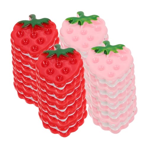 Toyvian 20 Stück Simulierte Erdbeerkekse Süßes Erdbeerdekor Erdbeeren Charme Ästhetisches Erdbeerdekor Erdbeerdekor Bastelharz von Toyvian