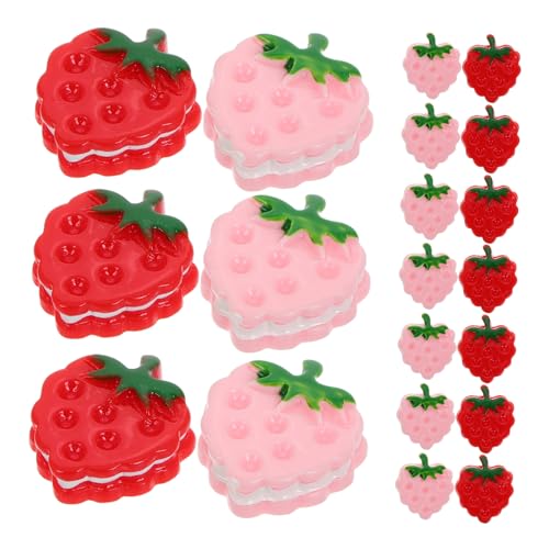 Toyvian Süße Mini-erdbeeren Zum Basteln – 20 Stück Charms Mit Lebensmittelglitzer Und Dekorationen von Toyvian
