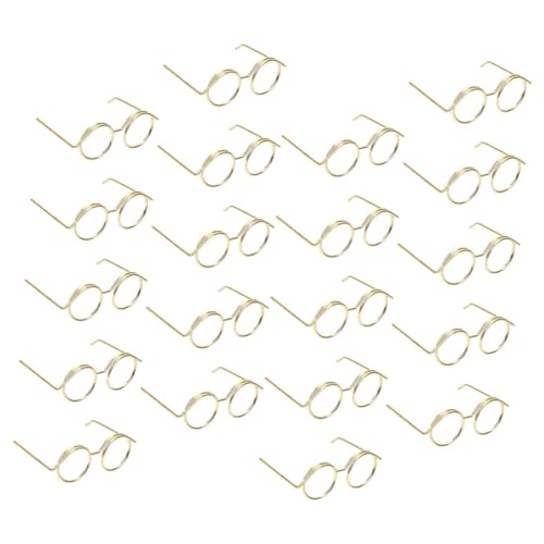 Toyvian 20 Stück Teiliges Mini Brillenset für Puppen Leichte Metallfassung ohne Gläser Langlebige Filigrane Runde Brillenrahmen in Gold Puppenzubehör für Sammler und Geschenkideen von Toyvian