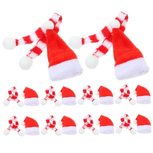 Toyvian 20 Stück Teiliges Mini Gestrickte Weihnachtsmützen und Rote Weiße Schals Niedliche Puppen Deko Handgefertigte Weihnachtsdekoration für Basteln Familienfeiern Party und Fotografie von Toyvian