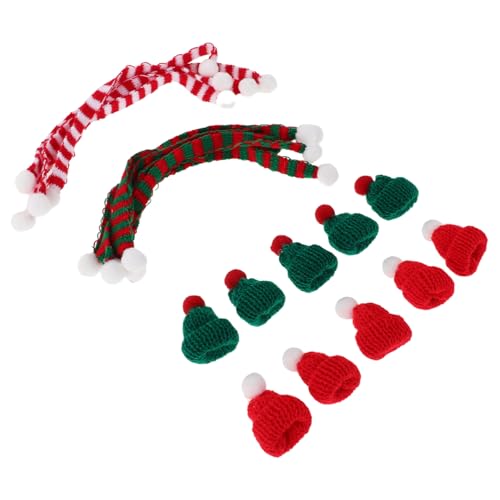 Toyvian 20 Stück Teiliges Mini Weihnachtsmützen und Schals Set Niedliche Winzige Nikolausmützen und Festliche Mini Schals Leichte Puppenhaus Dekoration und DIY Bastelaccessoires für von Toyvian