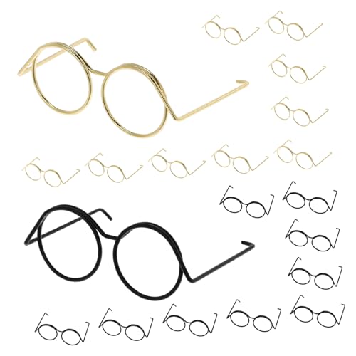 Toyvian 20 Stück Teiliges Miniatur Puppenbrillen Metallrahmen Gold Schwarz Feine Verarbeitung Leicht Tragbar Stylisches Zubehör für Puppen und Bastelprojekte von Toyvian