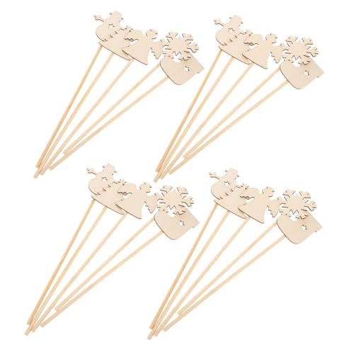 Toyvian 20 Stück Teiliges Weihnachts Unbemalter Holz Feenstäbe mit Schneeflocken Weihnachtsbaum Schneemann und Engel Motiven DIY Malspielzeug für Mädchen Kindergeburtstag und von Toyvian