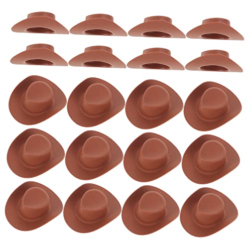 Toyvian 20 Stücke Mini Hut Kleine Lebewesen Spielzeug Miniatur Cowgirl Hüte Puppen Töten Kunststoff Puppenhüte von Toyvian