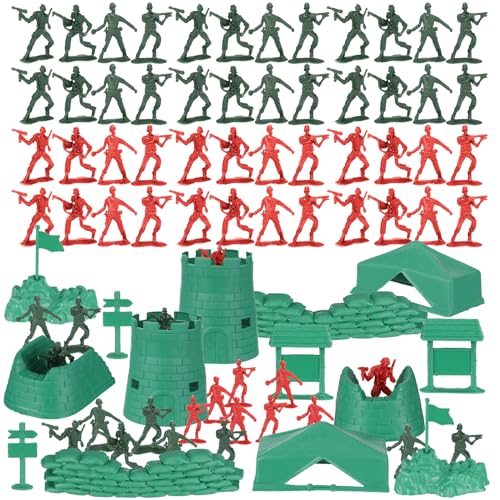 Toyvian 200 Stück Teiliges Mini Soldaten Spielset aus Kunststoff Robuste Militärmodelle in Rot und Grün Kindgerechte Miniaturfiguren für Fantasievolles und Lernförderung von Toyvian