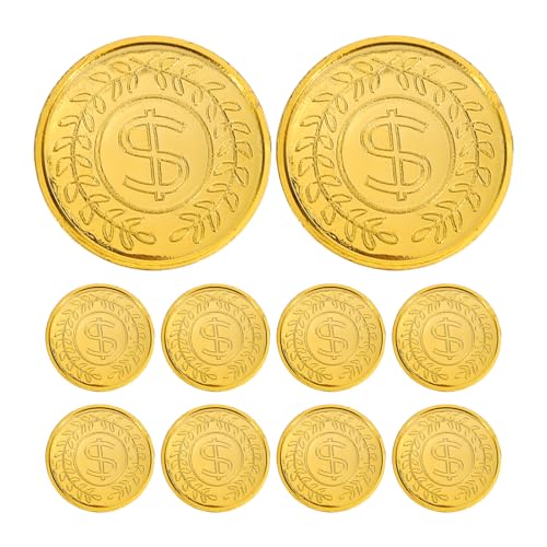 Toyvian 200 Stück goldene Piratenmünzen aus Kunststoff – Ersatz-Schatzkisten-Münzen für Kinder, Brettspiele, Spielzeug, Halloween-Party, Cosplay, Lehrer, Klassenzimmer, Belohnung, realistisches von Toyvian