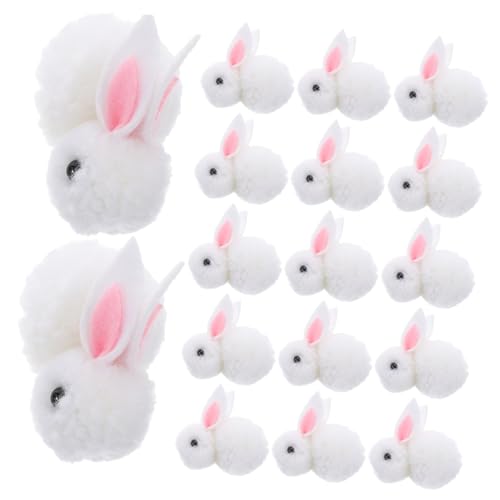 Toyvian 20St Hase Stoffhase kleine Hasen-Anhänger Serviettenhalter gefilzte Hasen Plüsch Kaninchen Bastel Zubehör kleines Kaninchenhandwerk Simulations-Plüschspielzeug-Puppenornamente Weiß von Toyvian