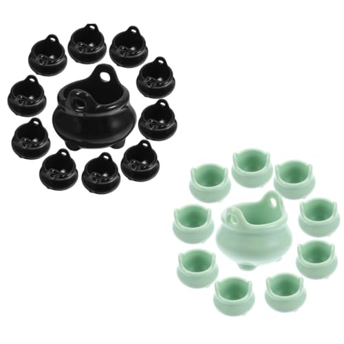 Toyvian 20Stücke Mini für Halloween Dekoration Kleine Kessel Töpfe für Party und DIY Projekte Schwarze und Grüne Mini Kessel von Toyvian