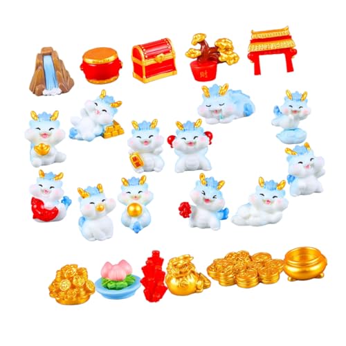 Toyvian 23 Stücke Xiaolongguo Figur Dekoration Jahr Drachen Statue Desktop Ornament Mini Figurine Tiere Cartoon Garten Dekore Harz von Toyvian