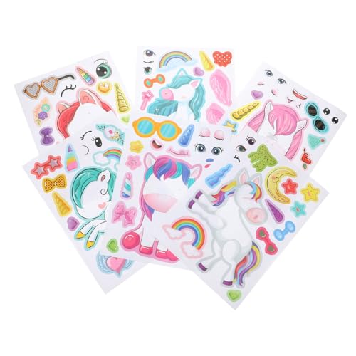 Toyvian 24 Blätter Cartoon Einhorn Aufkleber Papier Einhorn Aufkleber Machen Gesichtsaufkleber von Toyvian