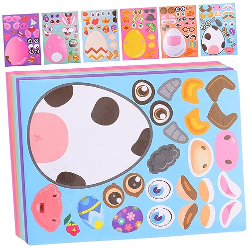 Toyvian 24 Blatt Osteraufkleber Cartoon -musteraufkleber Machen Sie Einen Eieraufkleber -DIY -Aufkleber Ostern Aufkleber Selber Machen -Puzzle-Aufkleber Wandtattoo Hause Papier von Toyvian