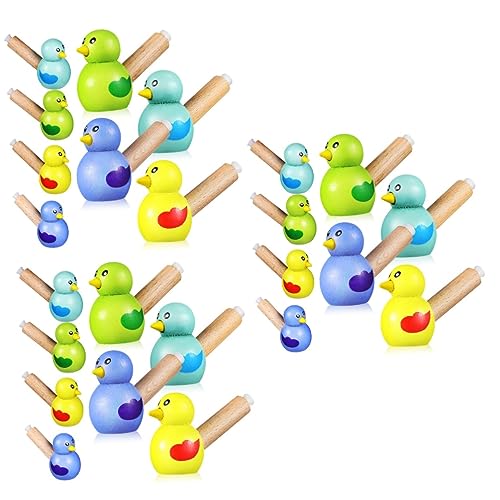 Toyvian 24 STK Pfeife Selbstklebende Tapete Flaschenaufbewahrung Kindergeburtstagsgeschenk Mini-vogelfigur Musik Vogel Figur Musikgeschenke Musikinstrument Tier Kleinkind Hölzern von Toyvian