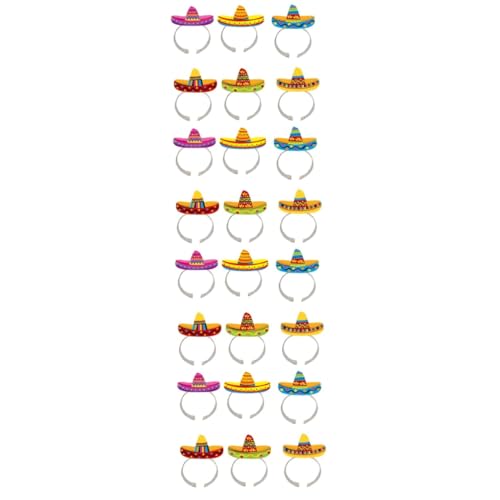 Toyvian 24 Stk Mexikanisches Stirnband Mexikanische Partei Fiesta-stirnband Cinco De Mayo Stirnband Baby-sombrero Taco-pinata Spanischer Hut Fiesta-partyzubehör Sommerhut Mini Papier von Toyvian