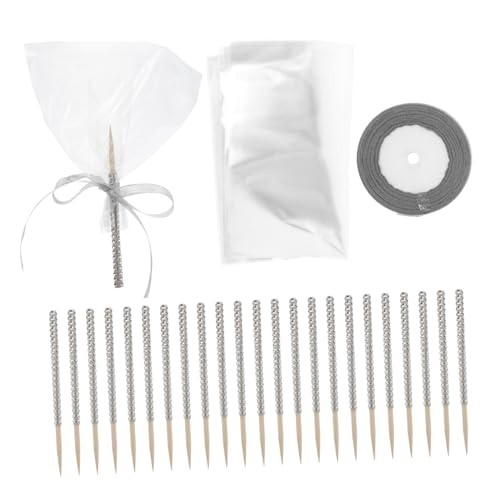 Toyvian 24 Stück Glitzer-Süßigkeits-Apfelriegel partyzubehör Hochzeit Dekoration Geschenkideen für Partys Party Dekorationsartikel Bling-Cake-Pop-Sticks Stöcke behandeln Plastik Silver von Toyvian