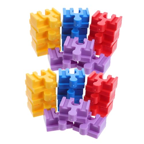 Toyvian 24 Stück Kinderbaublockpfeiler Zugspielzeugzubehör Plastikstreckenverbinder Schienenspielzeug Gleiszubehör Bahngleisverbinder aus Kunststoff Zugpier für Zug Bauwürfel -Bahnstrecke von Toyvian