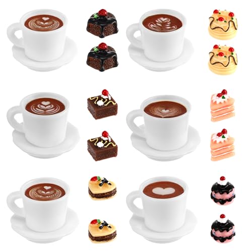Toyvian 24 Stück Miniatur-Essen - 1:12 Puppenhaus Mini-Kuchen Desserts Miniatur-Kaffeebecher - Vortäuschen Von Essen Für Puppenhaus-Küchenzubehör von Toyvian