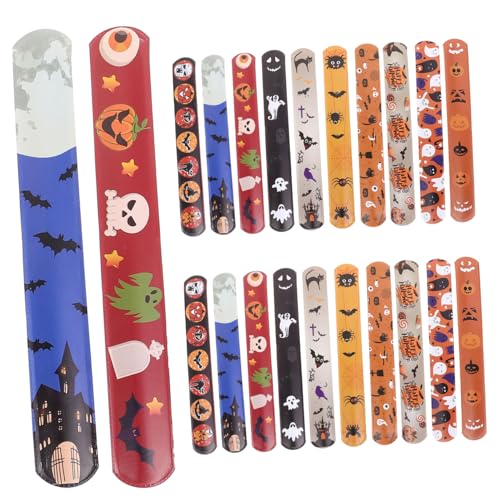 Toyvian 24 Stück Teiliges Halloween Slap Bracelet Set PVC Armband mit Halloween Muster Kinderfreundlich Langlebig Sicher Einfach Anzulegen als Party Mitgebsel für Deko von Toyvian