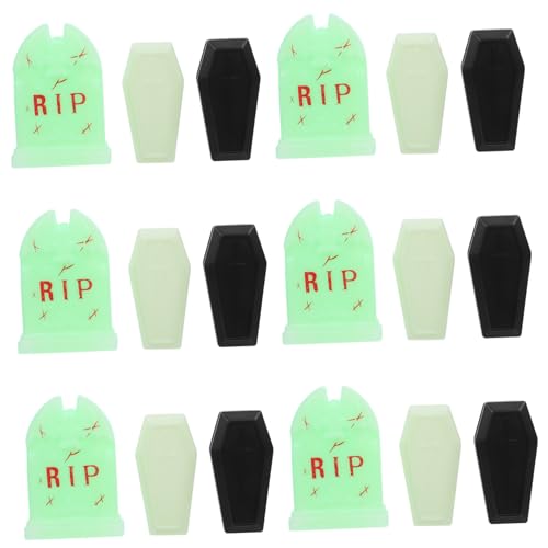 Toyvian 24 Stück Teiliges Mini Sarg Dekorationsset Halloween Detailreiche Grabstein Figuren für Spukhaus Vielseitig für Terrarien Feengärten und Puppenhäuser Langlebige Halloween Deko für von Toyvian