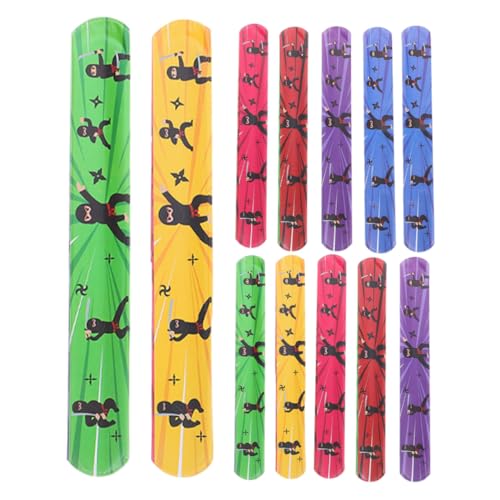 Toyvian 24 Stück Teiliges Ninja Slap Armband für PVC Sicher Bunte Ninja Designs Fördert Motorik Teamspiel Halloween Party Mitgebsel Wristbands Spaß Indoor Outdoor von Toyvian