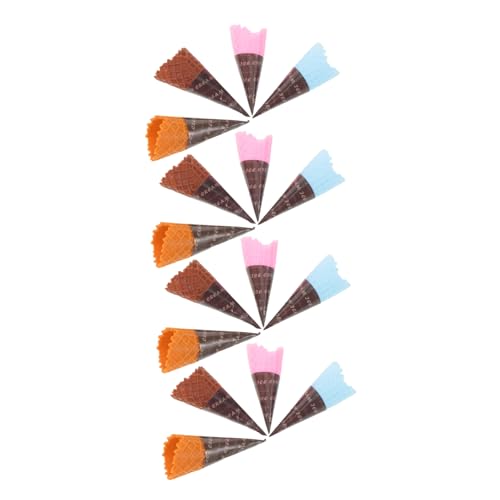 Toyvian 24 Stück Teiliges Realistische Mini Eistüten Künstliche Dessertmodelle in Braun Rosa Blau Vielseitig als Puppenhaus Kühlschrank Zubehör Fake Ice Display für Partydeko von Toyvian