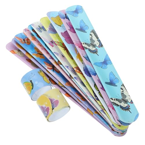 Toyvian 24 Stück Teiliges Schmetterling Schnapparmband Bunte Cartoon Slap Bracelets für Partygeschenke Leichtes Handliches Klatscharmband Geeignet für Geburtstagsfeiern und Tanzpartys von Toyvian
