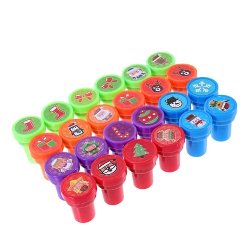 Toyvian 24 Stück Weihnachtsstempel bastelset basteln für kinderstempel Stempelset für Weihnachten Dekoration Stampfer Graffiti-Stempel Malstempel Plastik von Toyvian