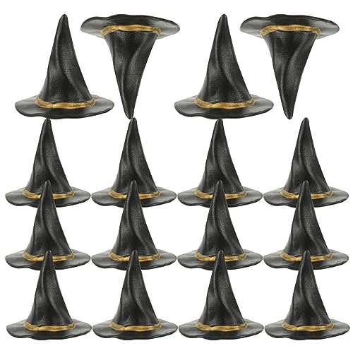 Toyvian 24St Halloween-Mikrolandschaft Hexen-Halloween-Dekorationen Hexenhut Halloween Puppe funkeln Costume de Halloween halloweenkostüme Hut winzige Dekore Kleiner Hexenhut Plastik Black von Toyvian