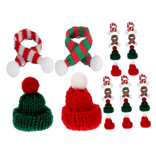 Toyvian 24st Mini-mütze Weihnachtspuppenhüte Kleine Hüte Weihnachtsbaumschmuck Weihnachts-mini-hut-flaschen-abdeckung Mini-weihnachtsmütze Weihnachtsflasche Dekor Garn Baby Weihnachten von Toyvian